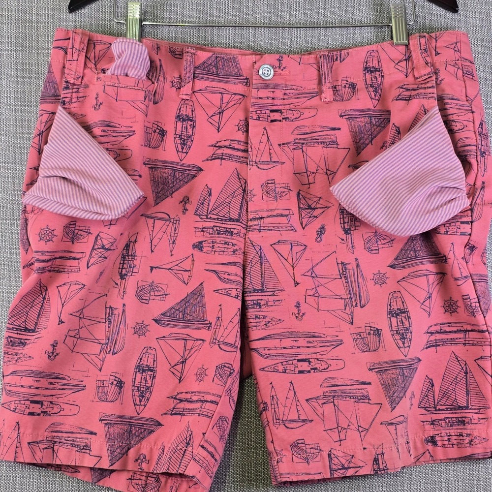 Polo Ralph Lauren Shorts Mens 36 Sailboat Graphic Pink Straight Fit Nautical - Picture 15 of 16